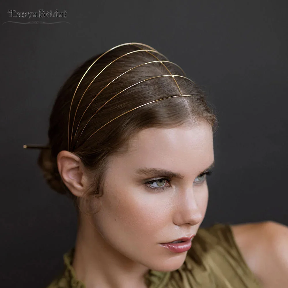 

Металлическая многослойная повязка на голову, простая и элегантная свадебная заколка для волос DH027