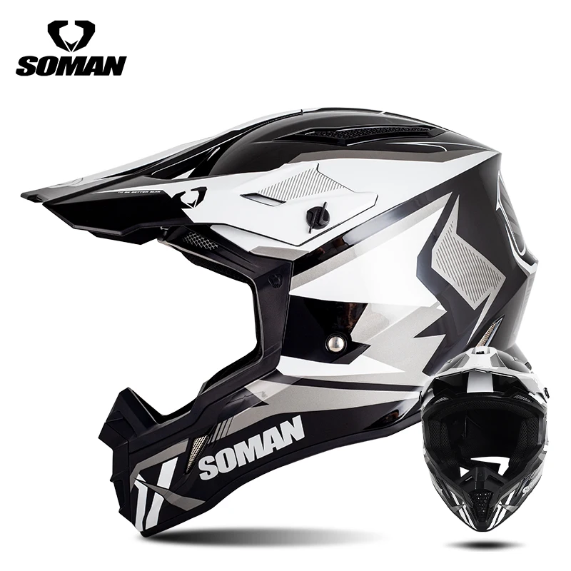 DOT SOMAN MOTOCROSS HELMET DUAL SPORT MOTOR CYCLE CASCO M11 - Image 3