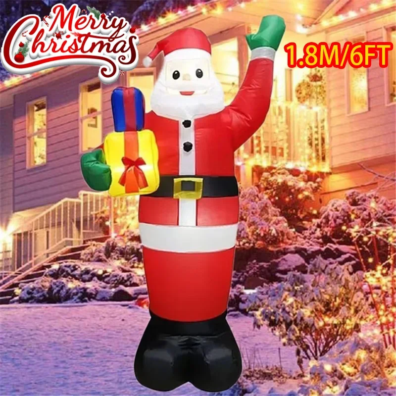 

Christmas Inflatable Decorations Toys Gift Santa Built-in LED Lights Inflated Model Xmas Outdoor Ornament Party New Year Decor