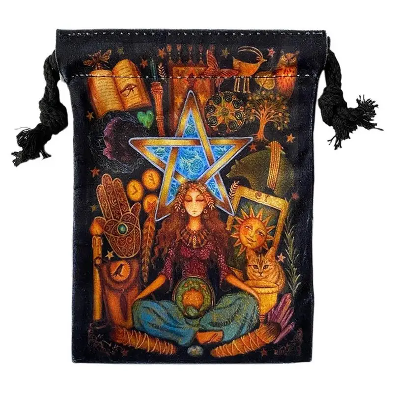 Thick Velvet Tarot Card Pouches Thick Jewelry Organizer Bags Symbol Embroidery Crystal Pouches For Jewellery Crystal Cosmetic