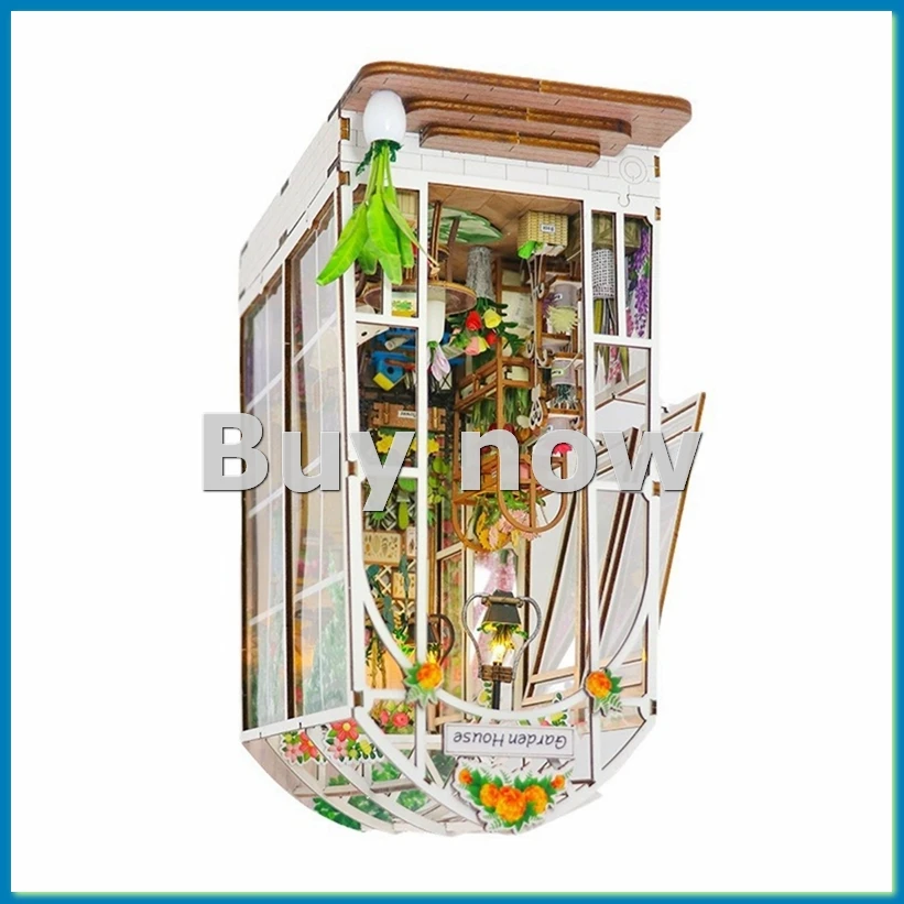 Book Nook Kit DIY Miniature House with LED Light Booknook Bookshelf Insert Decor Wooden Bookend Craft Hobby Kit-ABHG