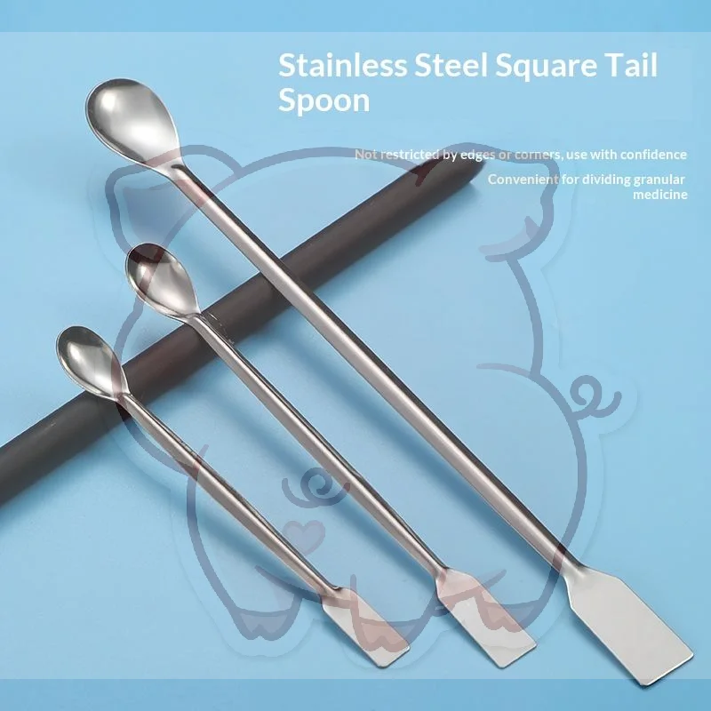 Double Head Stainless Steel Medicinal Spoon Ladle Multi-use Non-stick for Lab Pharmacy Experiment Cosmetic Powder Weighing