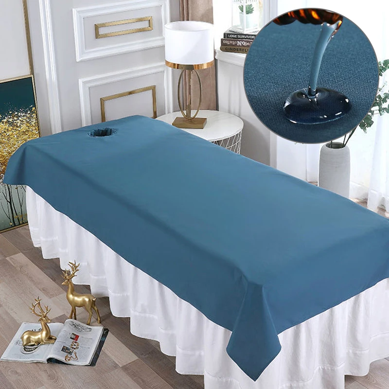 Waterproof And Oil Resistant Bed Sheet Beauty Salon Massage Special Breathable And Perforated Flat Bed Sheets For Spa Clubs