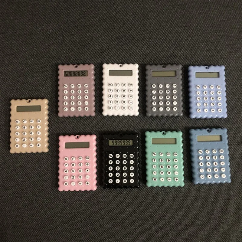 Kawaii Cookie Shape Calculator Portable Calculator Students Mini Pocket Exam Calculator 8-digit Counter School Office Supplies