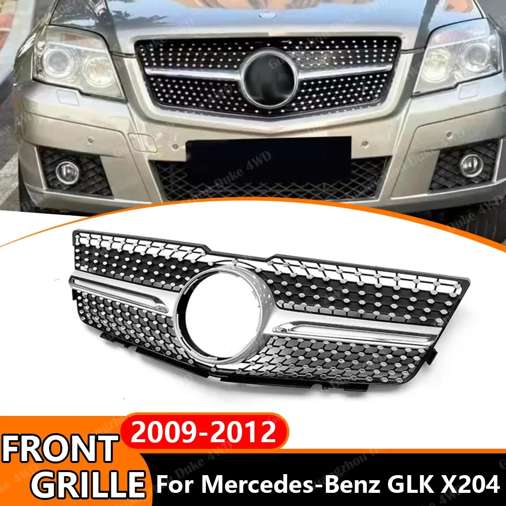 For Mercedes Benz GLK Class X204 2009-2012 Diamond Star Grille Front Grille Racing Grill Replacement Center Grille Body Kit