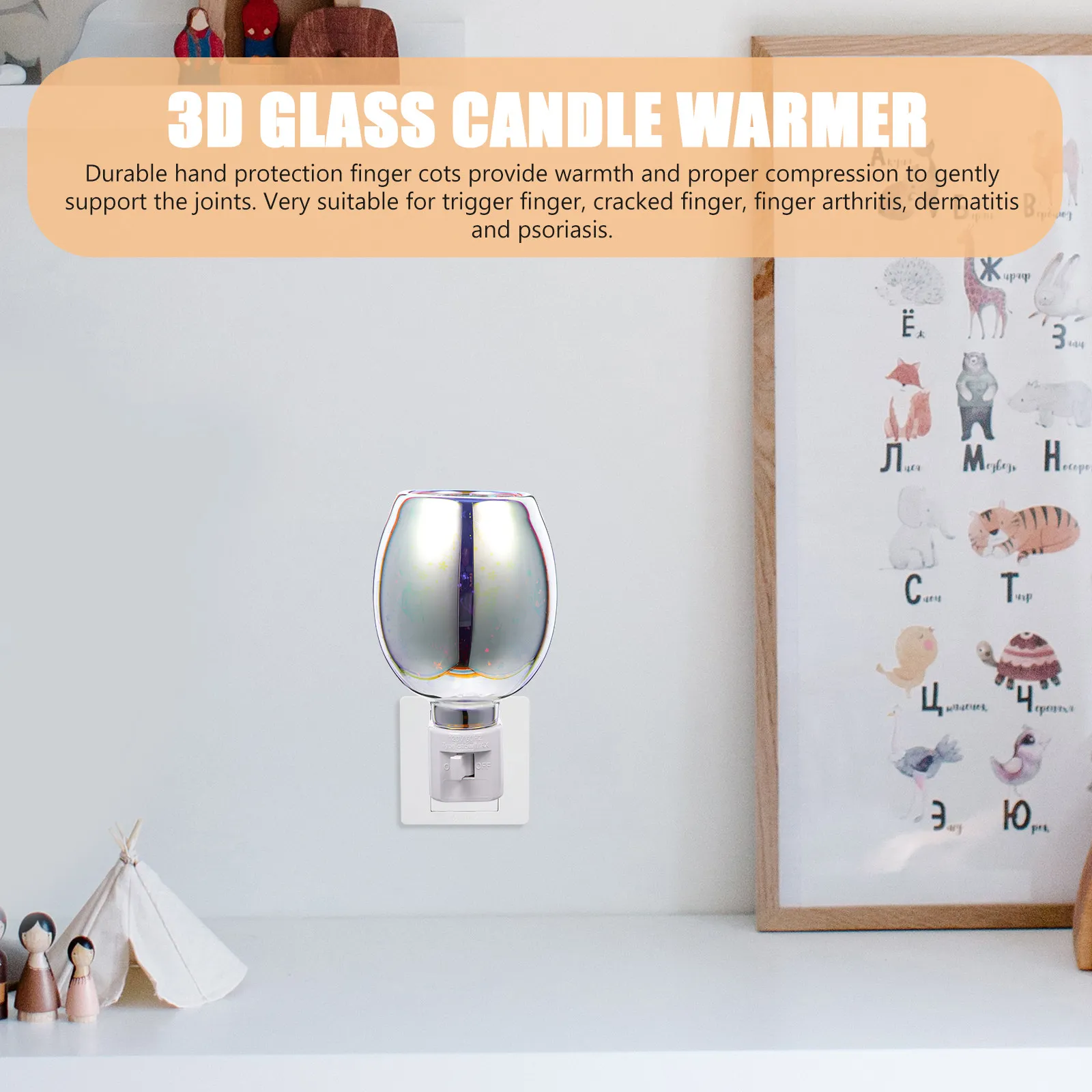 1Pcs 3D Glass Wax Burner Aromatherapy Lamp Electric Smokeless Warmer Plug- Home Bedroom Yoga Meditation Relaxation