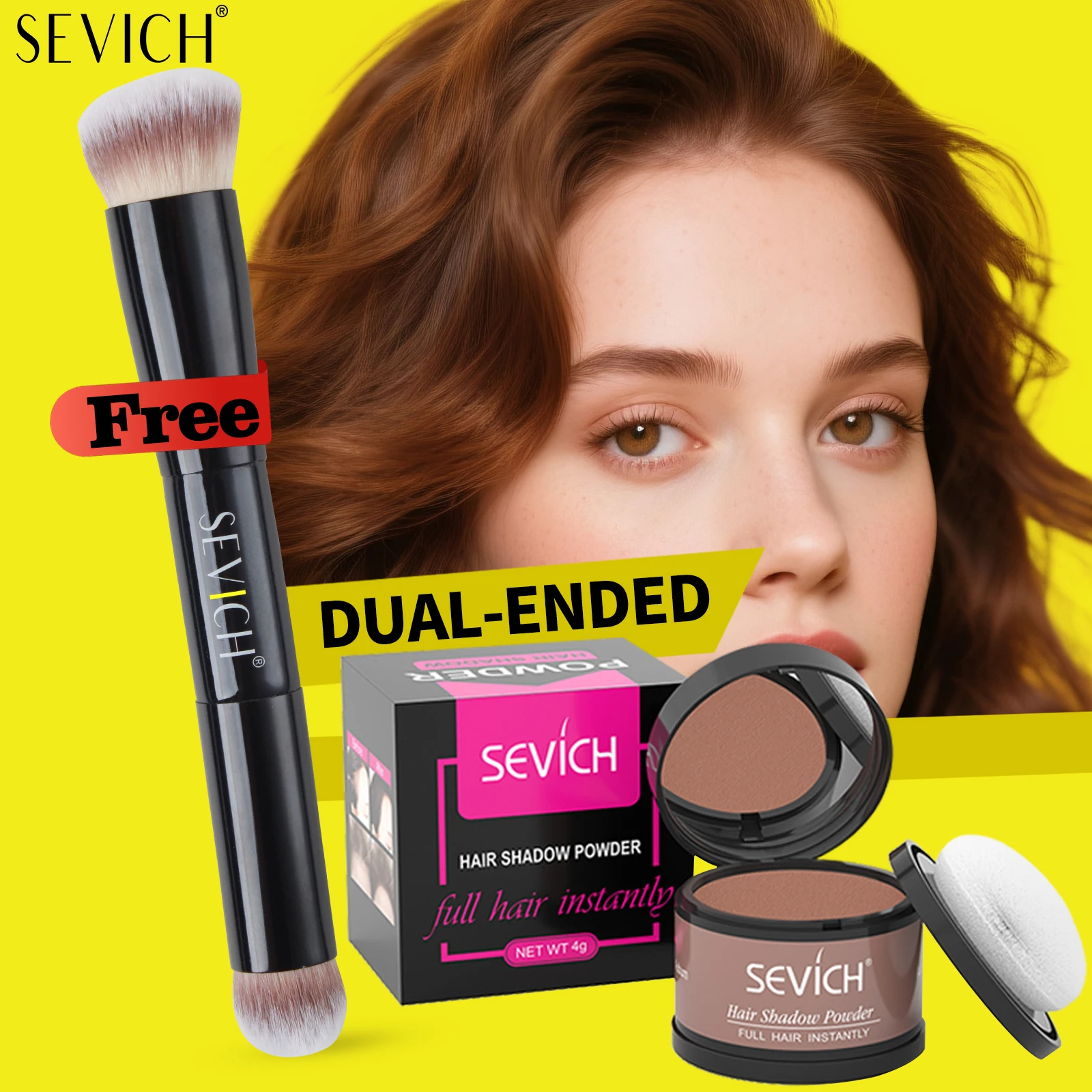 Sevich Hairline Powder 4g Hairline Shadow Powder Women Men Makeup Hair Concealer Natural Cover Unisex Hair Straightener Brush