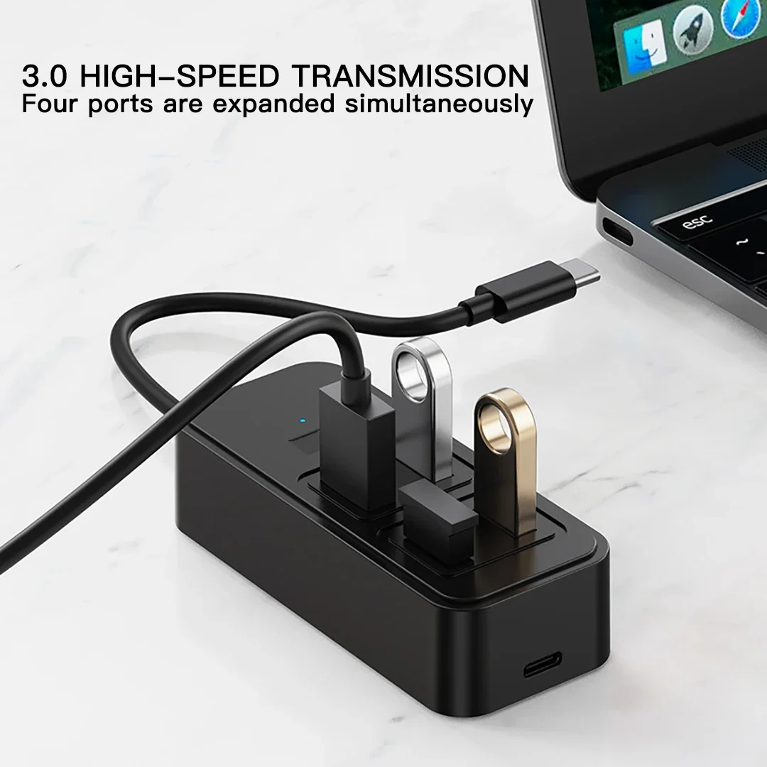 

USB3.0 4-port Docking Station High-speed Data Transmission Hub USB Splitter Adapter Supports All TYPE-C