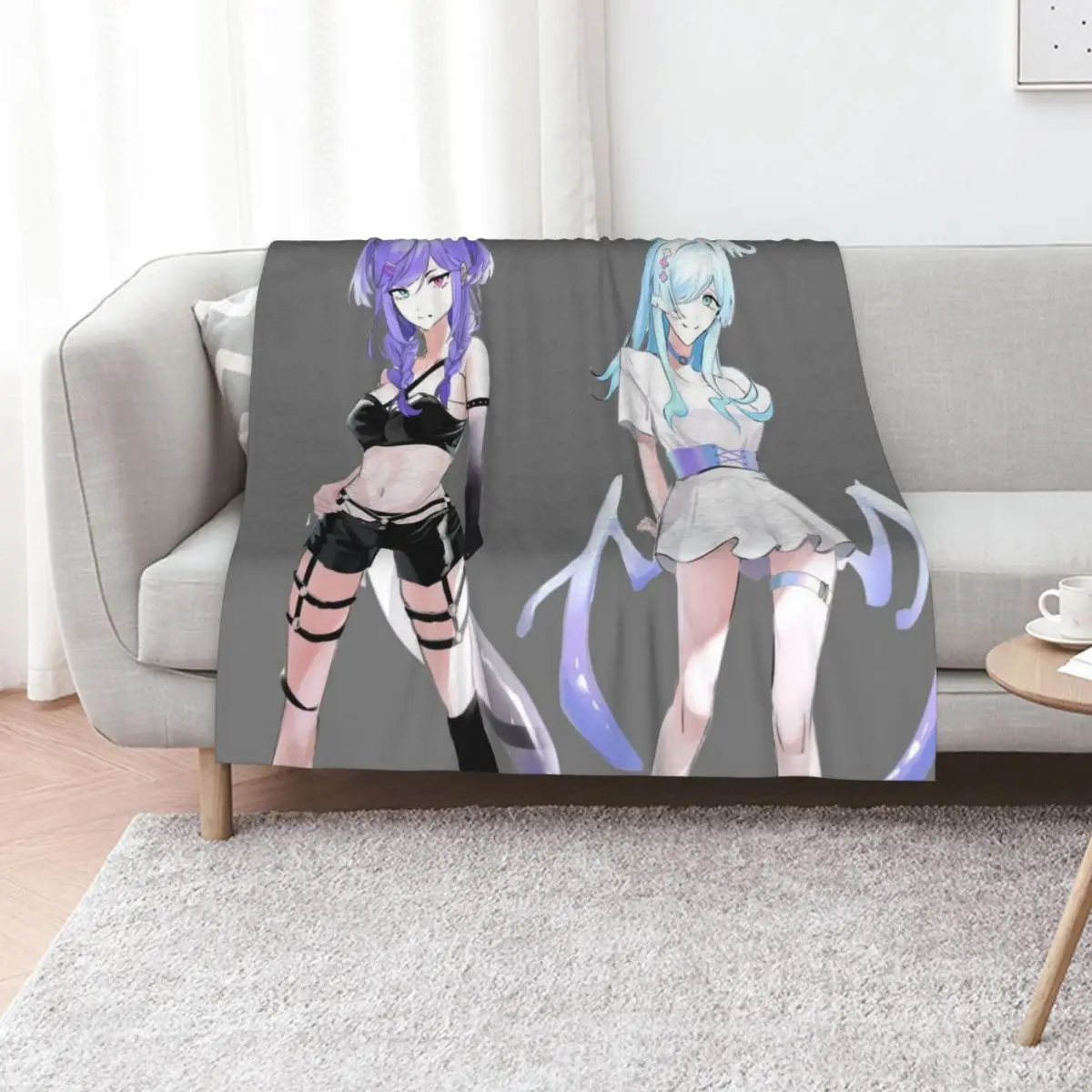 Dragon Sisters - Selen and Elira Throw Blanket Decoratives Sofas Winter beds blankets and throws Soft decorative Blankets