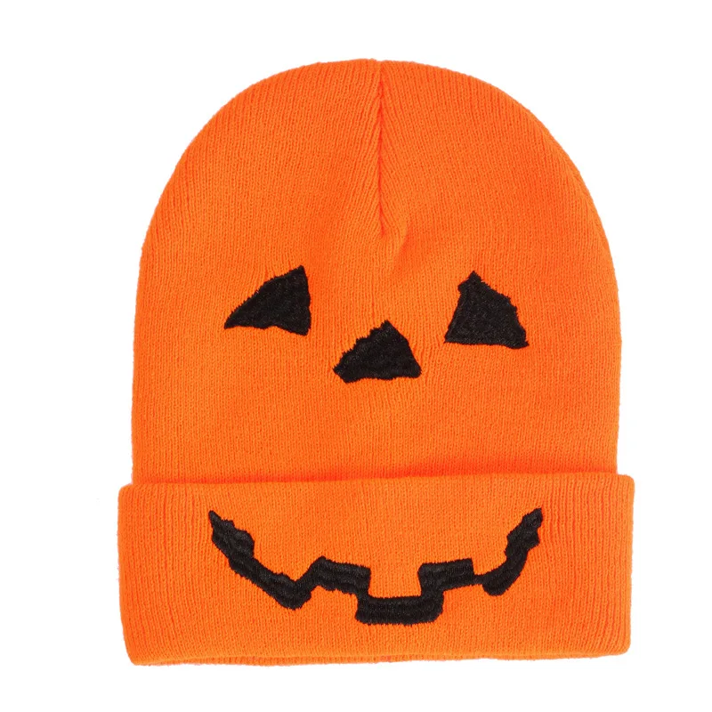 New Halloween Pumpkin Knit Hat, Quirky Pullover Hat, Unique and Fashionable, Warm Woolen Hat for Autumn and Winter