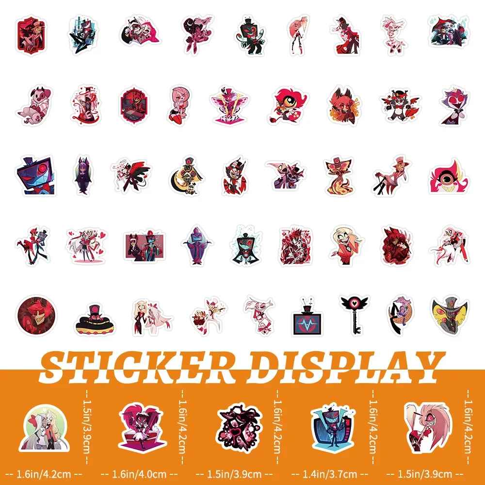 50/100pcs New Japanese Manga Hazbin Hotel Sticker Decorative Computer Luggage Skateboard Notebook Sticker