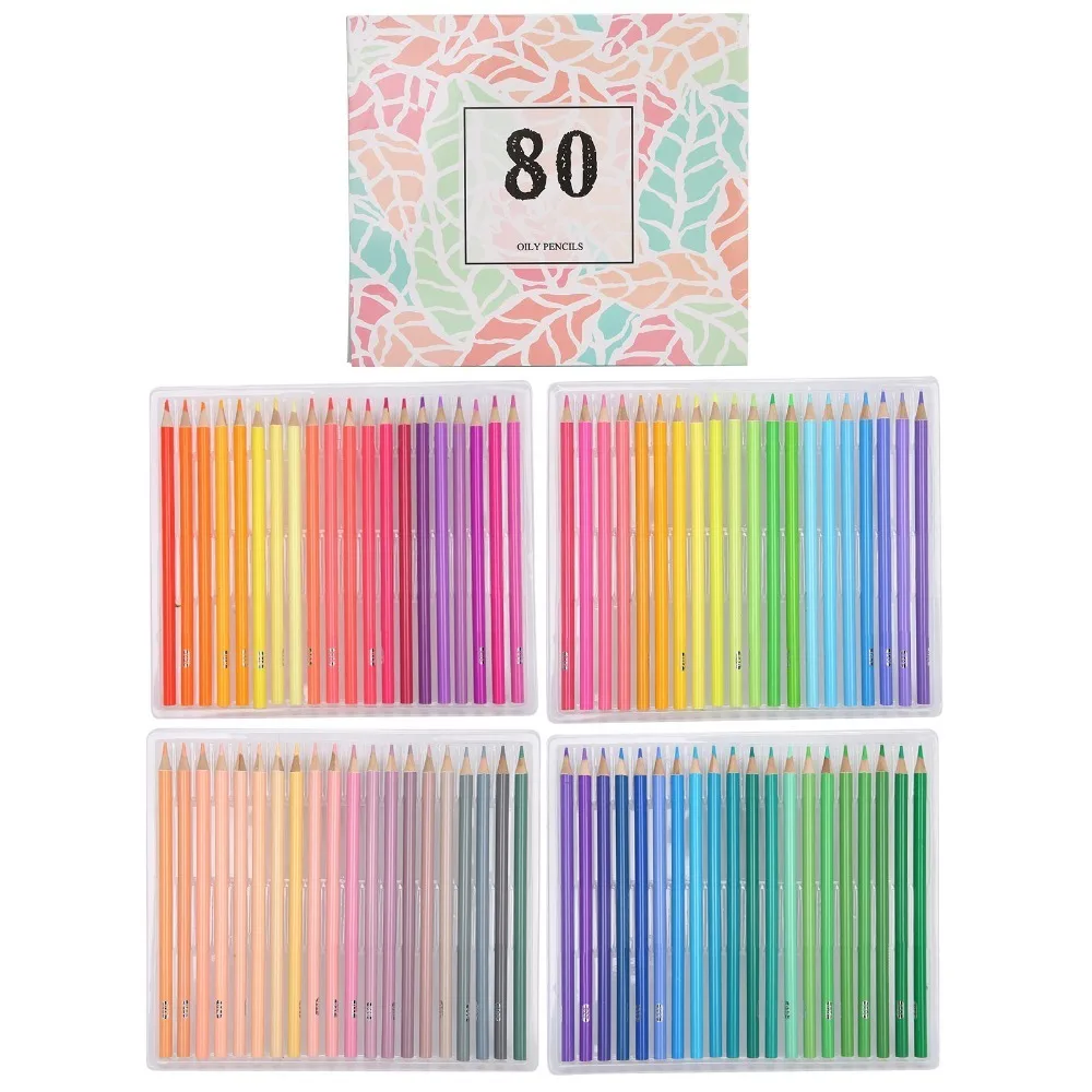 80Colors Oil Colored Pencil Set Multicolor Soft Lead Core Soft Core Art Pencils Smooth Professional Sketching Crayons
