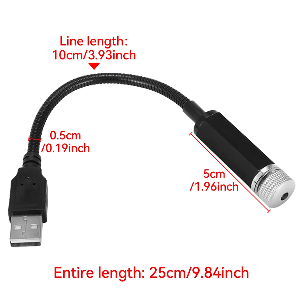 Luz LED nocturna de cielo estrellado romántica para coche, lámpara de proyector de estrellas de galaxia alimentada por USB para decoración de techo de habitación, Plug and Play