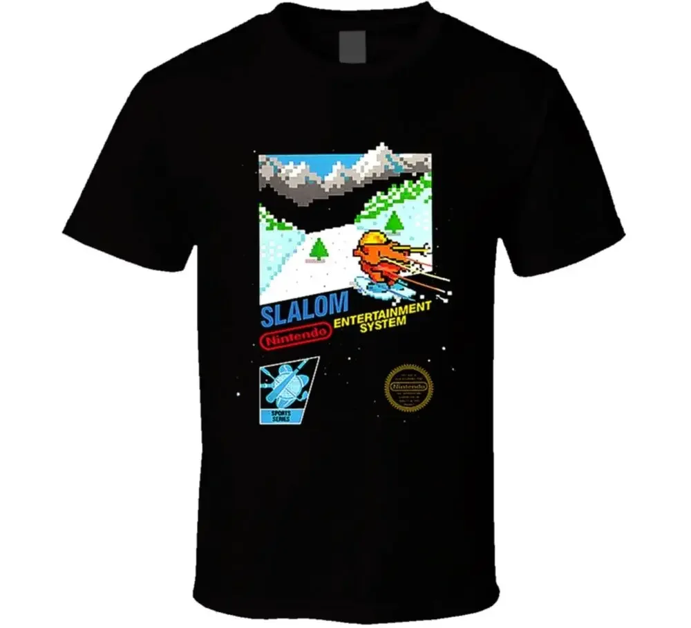 Slalom Classic  Video Game Box Art T ShirtHigh Quality 100%Cotton Short Sleeve