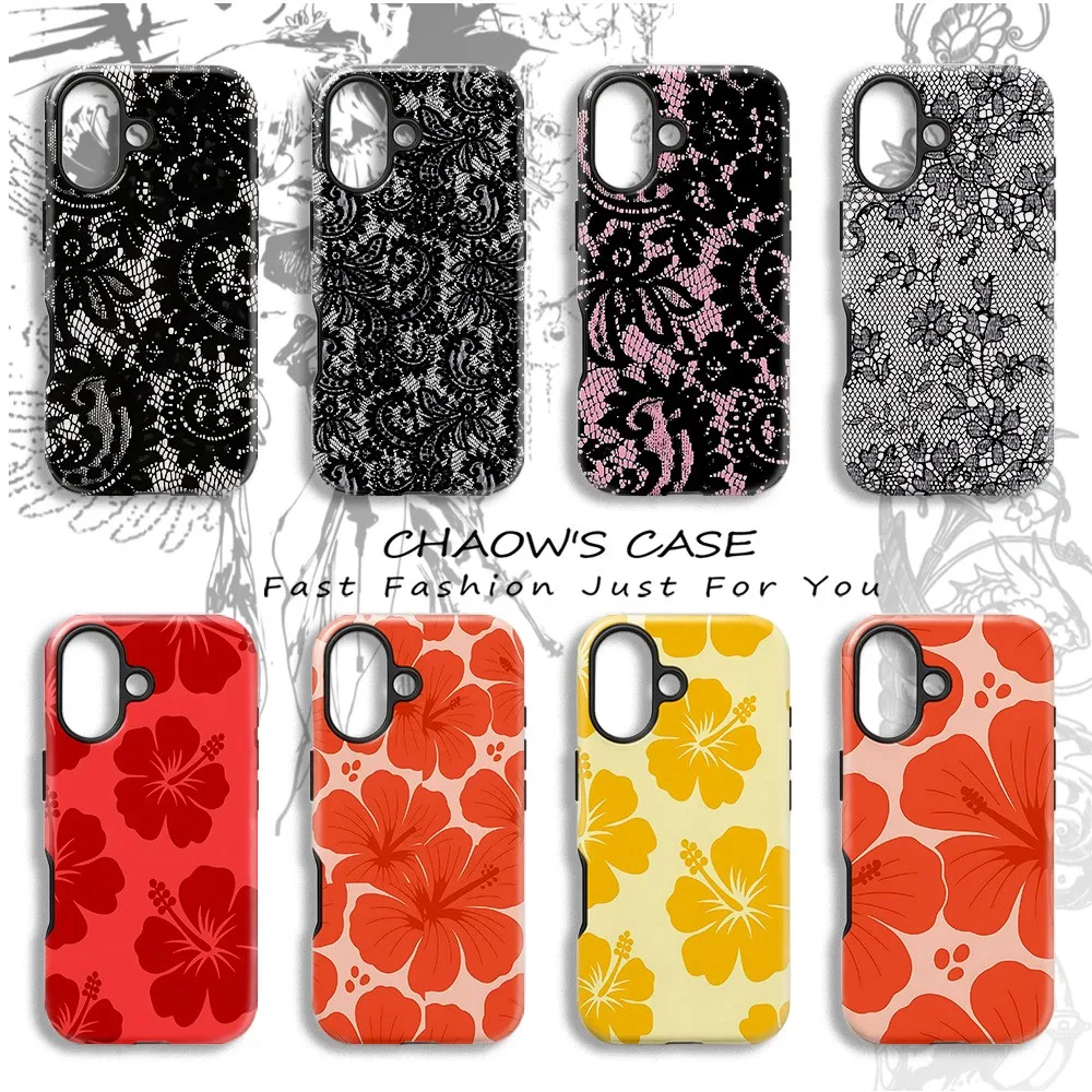 Black Lace Phone Case for Samsung Galaxy S20 S23 S24 S25 S26 FE Plus Ultra Edge 4G 5G Luxury Double-layer Cover