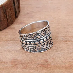 Vintage Fashion Boho Vines Pattern Antique Silver Color Rings For Women Engagement Wedding Holiday Gift Goth Jewelry Accessories