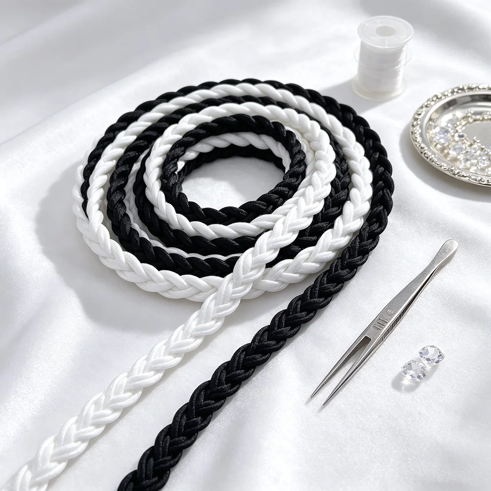 ริบบิ้นถักสีขาวดำแบบแข็ง 5 ม./ - Cord Trim Twisted บทวิจารณ์และราคา