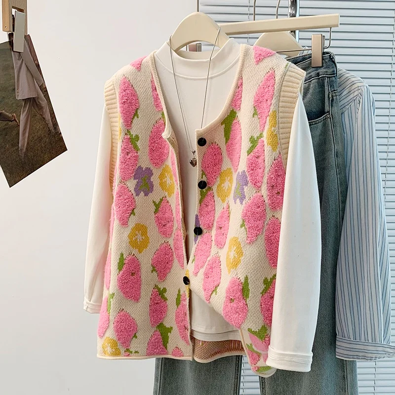 Faionable Herbst Winter Offene Strickjacke Weste Svel Gestickte Lose Dünne Sle Koreanische Sle Ci Pendeln Damen Pullover