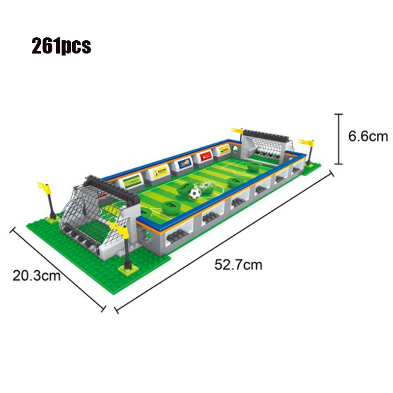 Soccer Football Field Stadium Worldwide Building Bricks Team Player Football Match Blocks Toys Winning Cups For Kid Gift