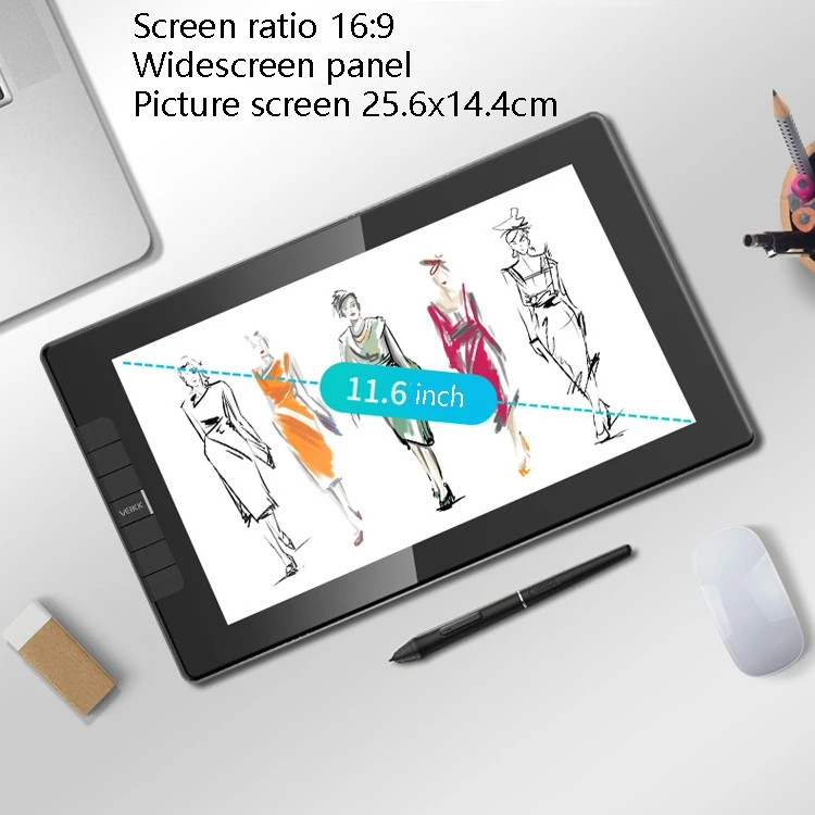 VK1200 11.6 inch Digital Screen 8192 pressure Hand Drawing Graphics 5080LPI Electronic Drawing Tablet for Digital Art Design