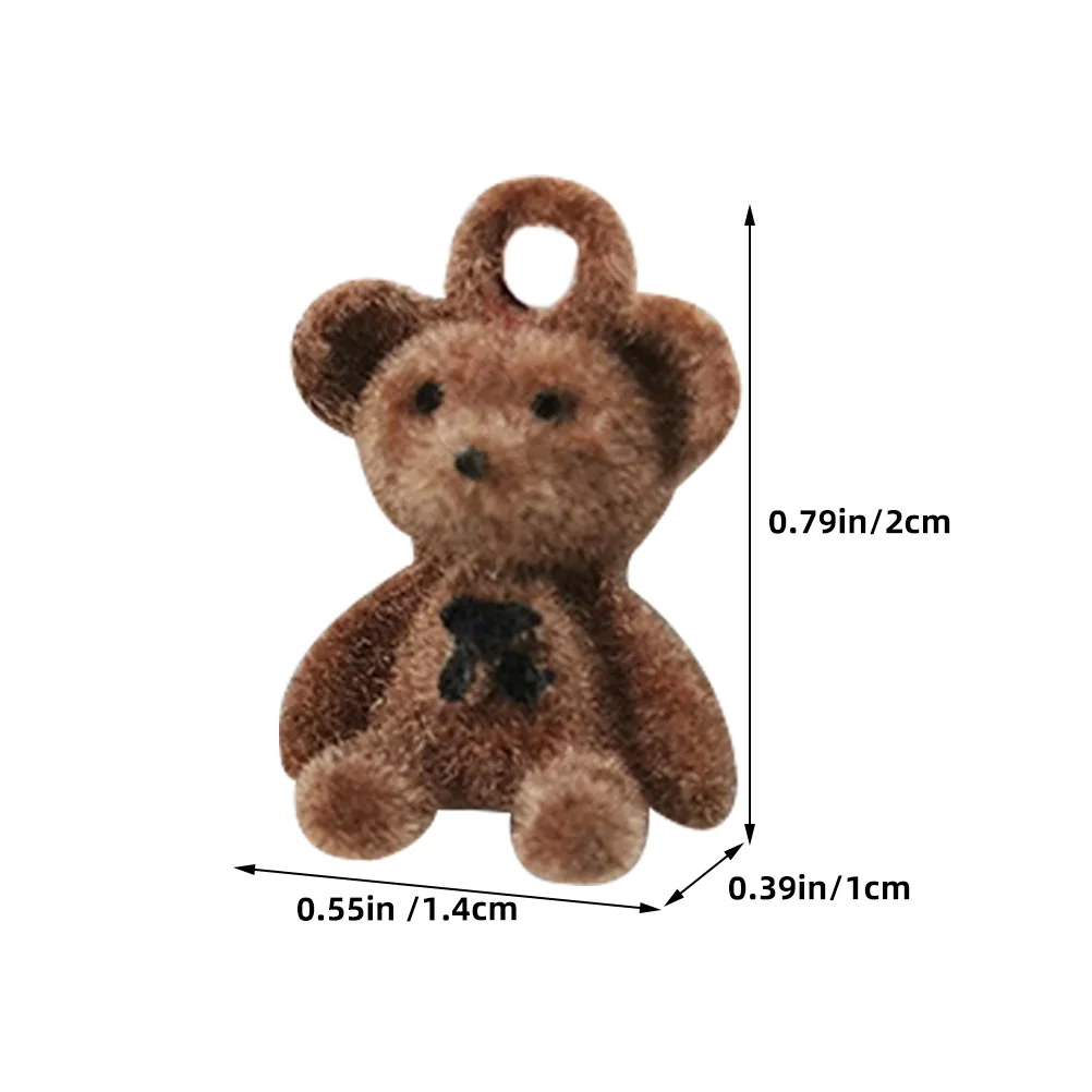 10 ชิ้น Flocked Bear จี้สร้อยคอ DIY จี้เครื่องประดับสามมิติทํา Charm