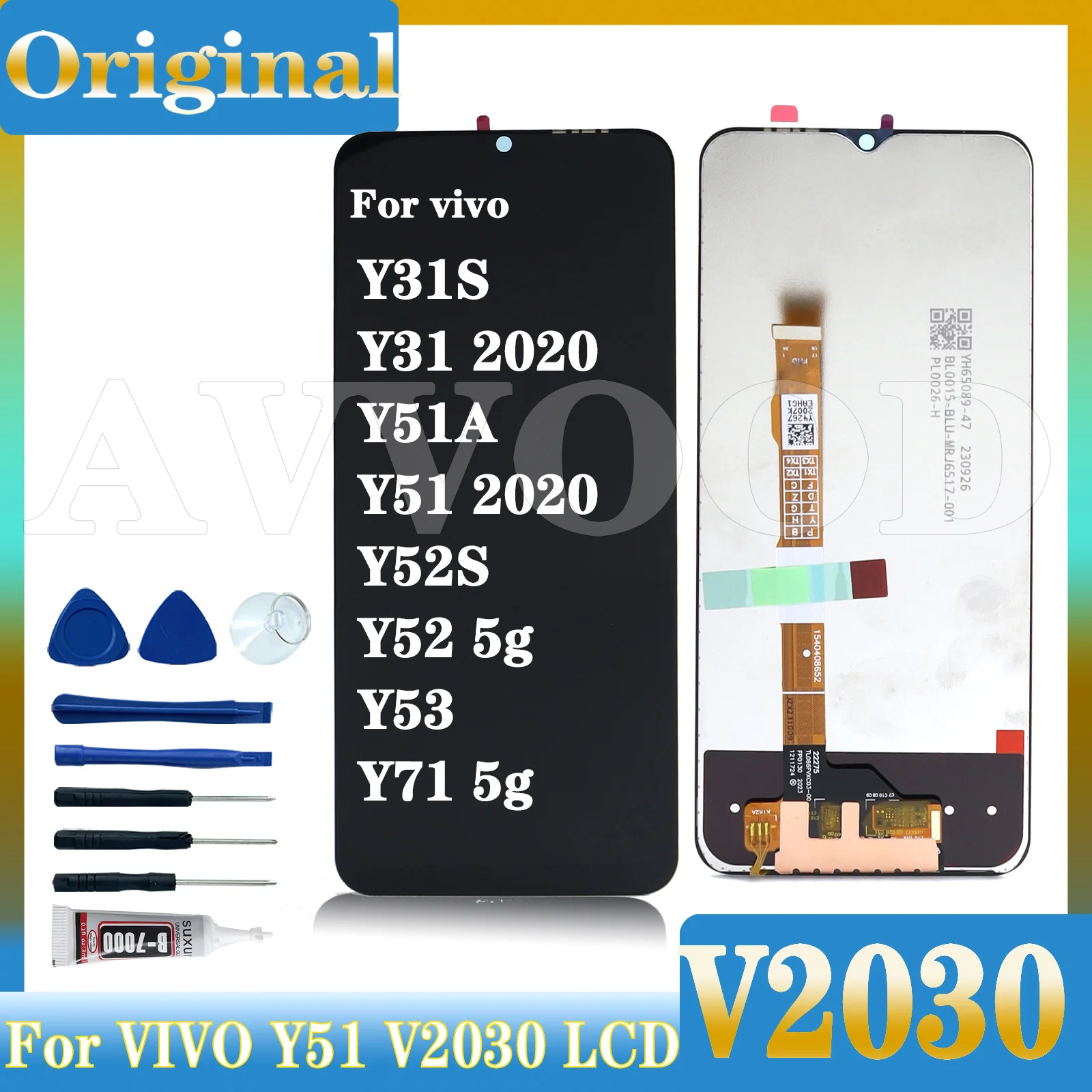 Original For Vivo Y51 2020 V2030  Y52s Y53s Y31s Y72 5g Y74s Y76 Y35 Y31 LCD Display Touch Screen Digitizer Replacement 6.58\'\'