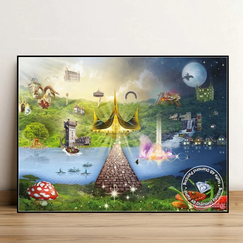 Fantasy Themed Efteling Park In Kaatsheuvel AB Diamond Painting Art Kids Love Amsterdam Fairy Cottage Scenery Cross Stitch Decor