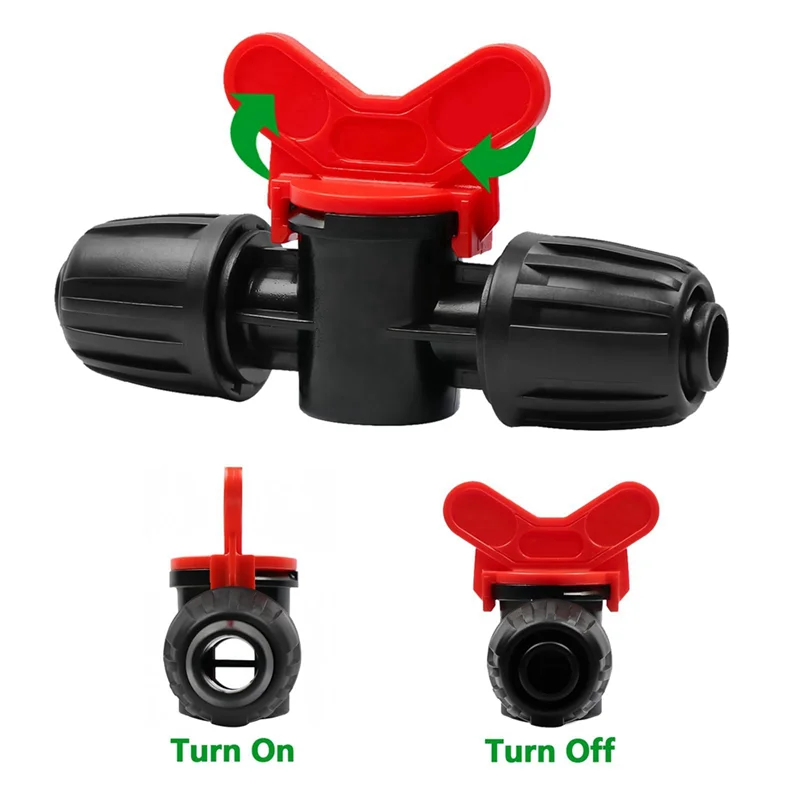 AA89-20 個点滴灌漑スイッチバルブ 1/2 インチ - インラインバーブロックチューブ用 0.60-0.65 インチ外径、屋外シャットオフバルブ