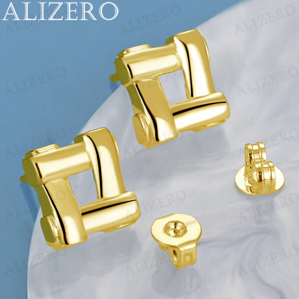 

ALIZERO 18K Gold Square Stud Earrings For Women Fashion Wedding Engagement Party Charms Jewelry Trend Accessories