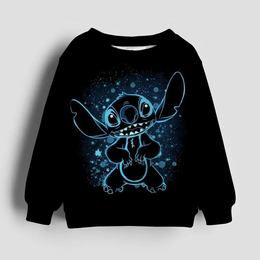 

Autumn New Disney Children's Fashion Clothing Cute Stitch Sweatshirt Round Neck Versatile Top for Boys and Girls Fashion Simple