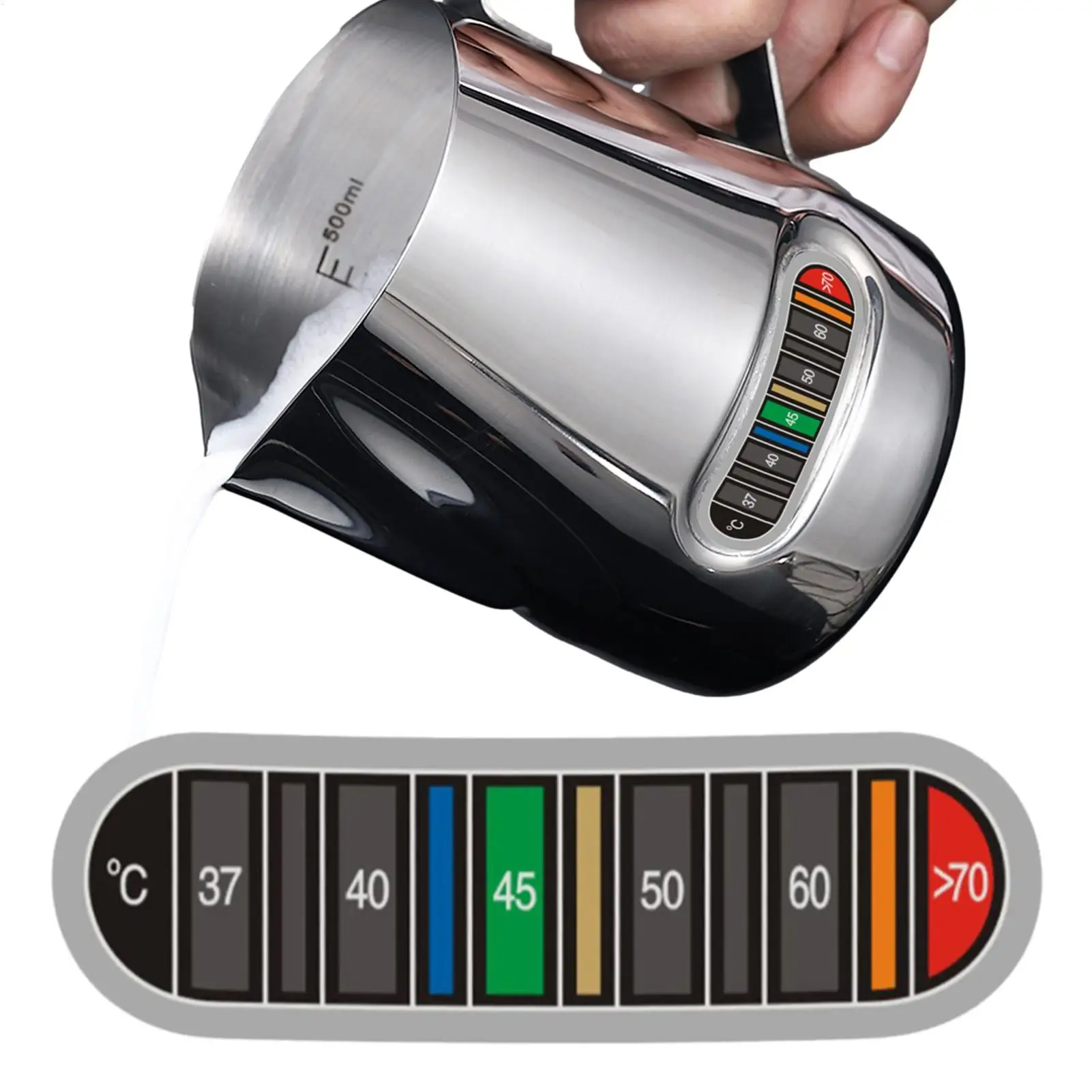 Coffee Cup Thermometer Sticker Stainless Steel Cup Temperature Sensing Strip Color Changing Temperature Display Sticker