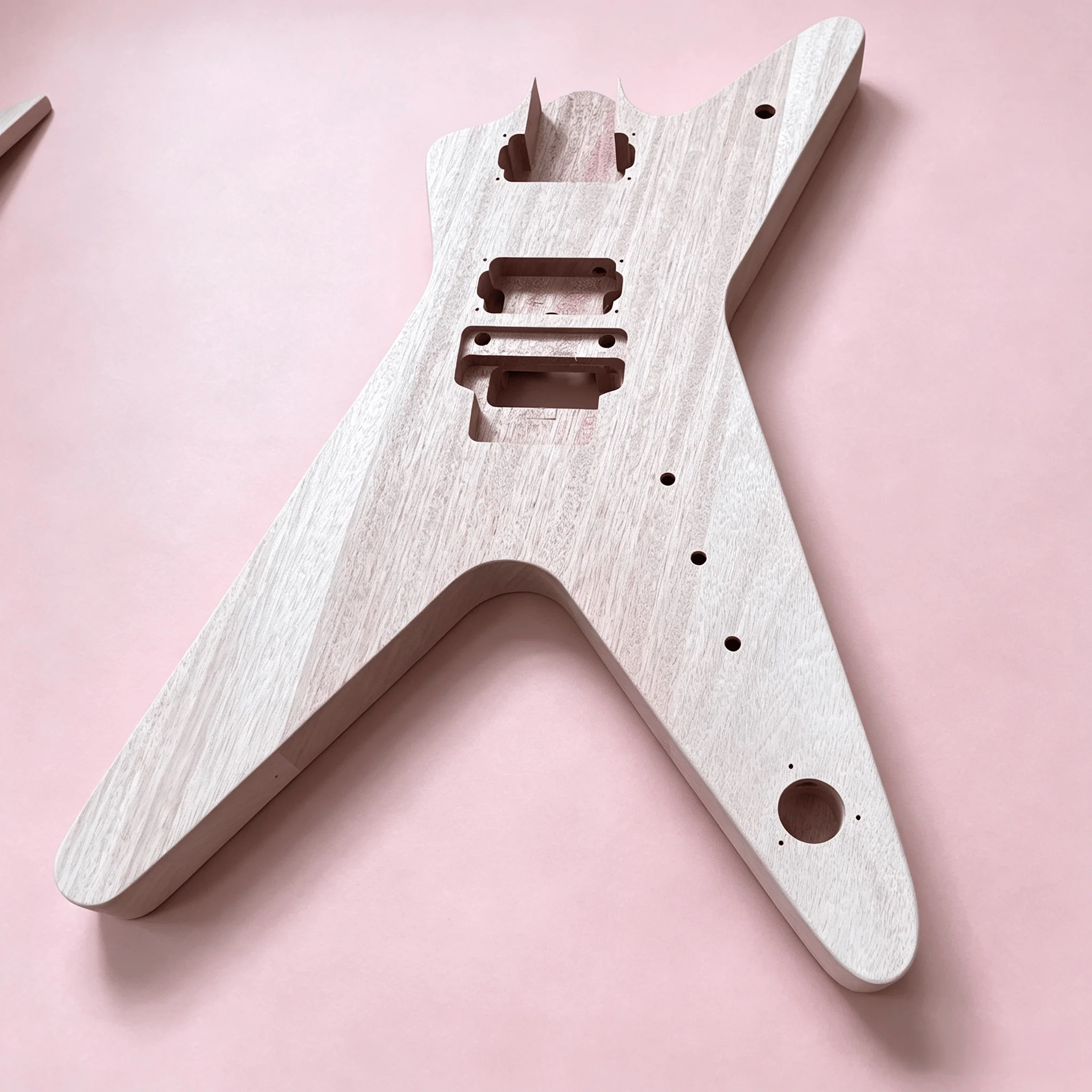US Warehouse Fork Star V Style DIY Electric Guitar Kit Unfinished Wood Body And Neck HSH Pickups Full Hardware Parts Do‑It‑Yourself Project For Luthier & Guitar Hobbyist