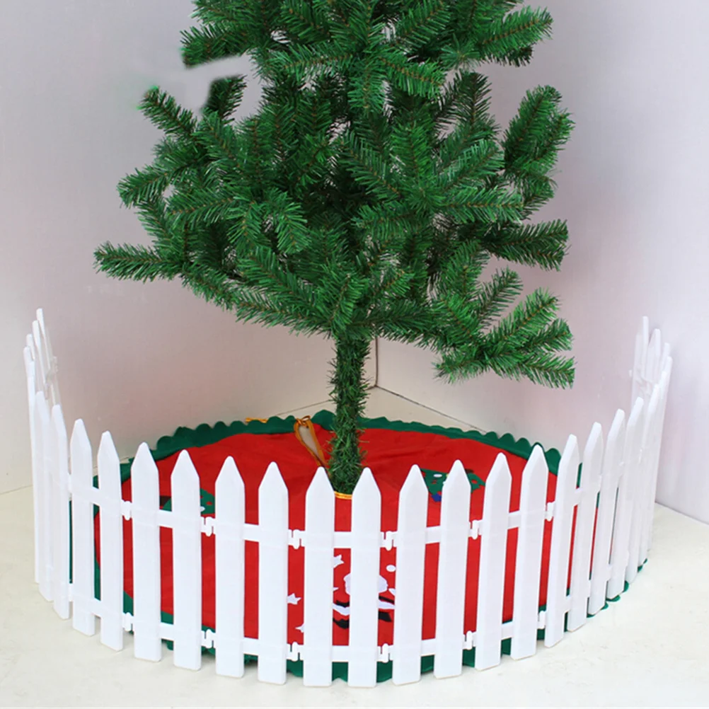 

White Plastic Picket Fence Miniature Christmas Xmas Tree Wedding Party Decoration (25 Pieces) Christmas tree fence