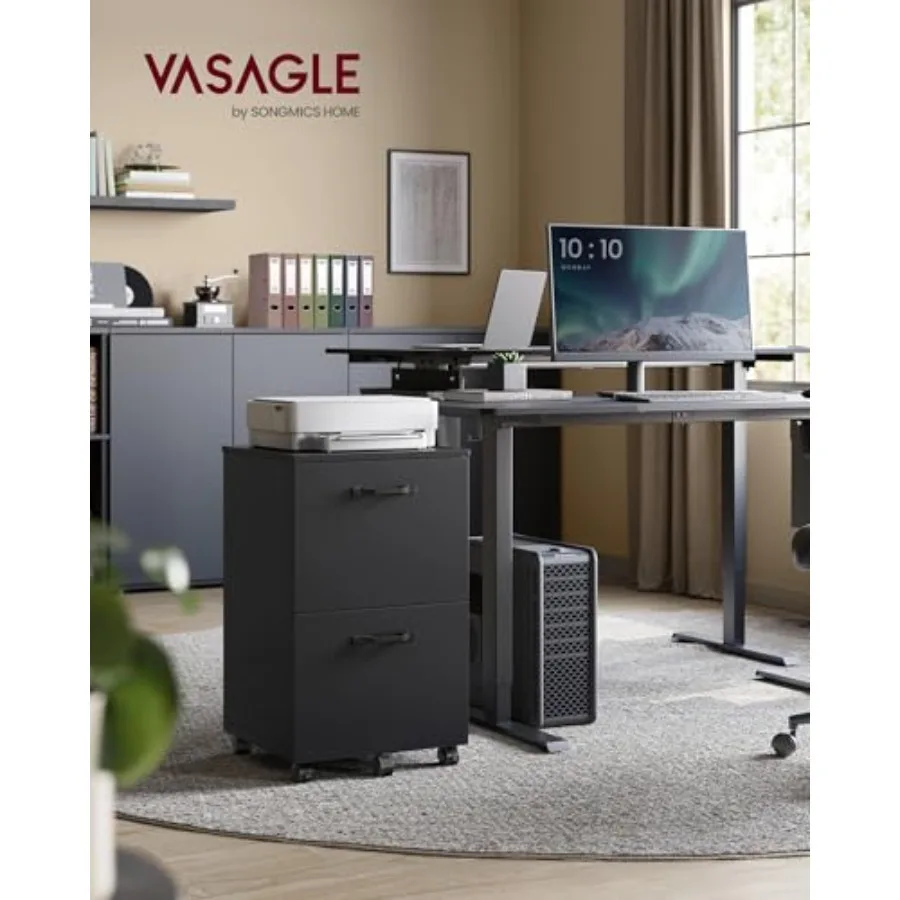 CUSTOS Collection - 2-Drawer File Cabinet, Small Rolling Filing Cabinet for Home Office, Printer Stand, for A4, Letter-Size Doc