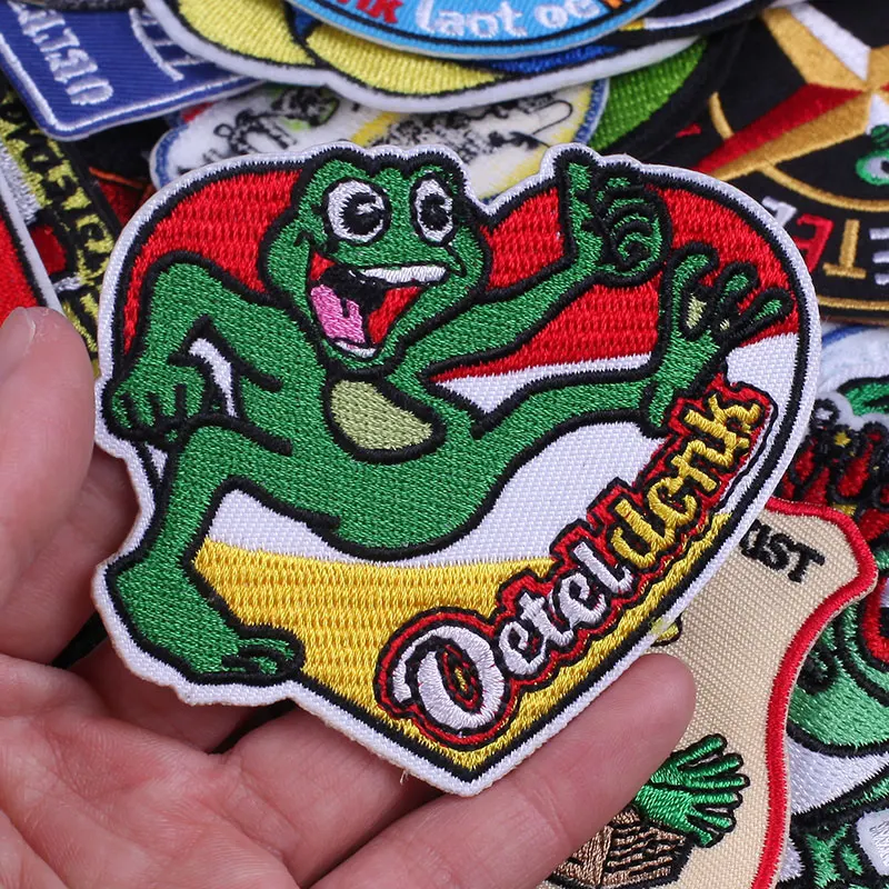 10/30/50pcs Random Oeteldonk Emblem Patch Emblemen Carnival for Netherland Iron on Frog Embroidery Patches for Clothing Stickers