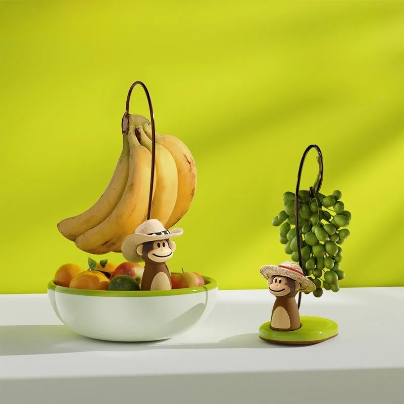 Monkey Series Banana Hanger Banana Holder Bowl Fruit Basket Bowl Plate Kitchen Storage Rack Organizer