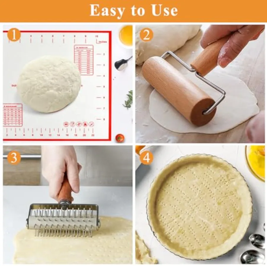 가정용 제빵 애호가를 위한 3종 피자 도구 세트: 피자 도커, 반죽 롤러, 미끄럼 방지 실리콘 베이킹 매트 포함