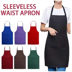 Kitchen Apron With Pocket Sleeveless Restaurant Waiter Chef Aprons Cooking Baking Antifouling Men Women Apron