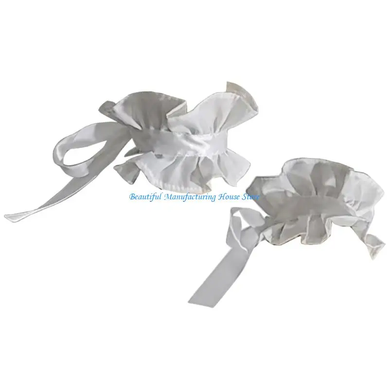 E56A Vintage Ruffled Neck Collar Decorative Cuffs Sleeves Dressingup Accessory For Unique And Stylish Costume Outfit