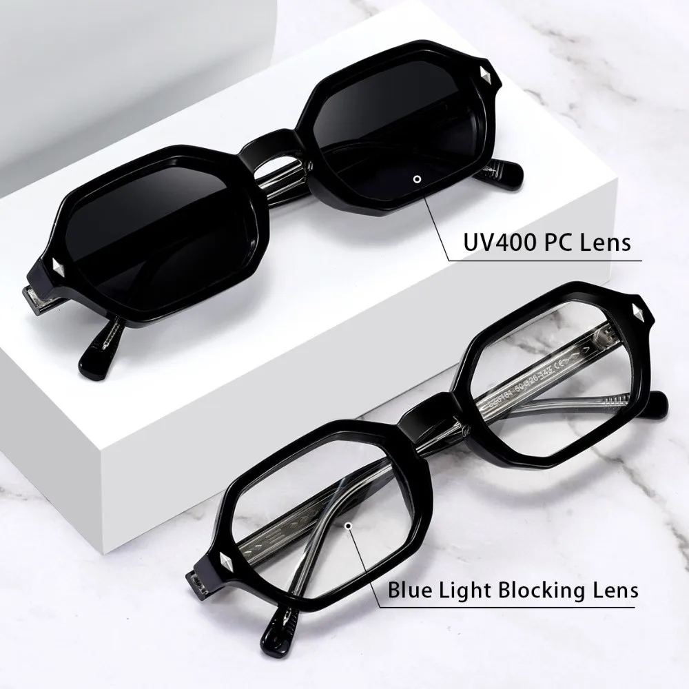 

Multicolor Small Square Frame Sun Glasses Lightweight Blue-light-blocking Polygonal Sunglasses Vintage Fashion Men UV400 Eyewear
