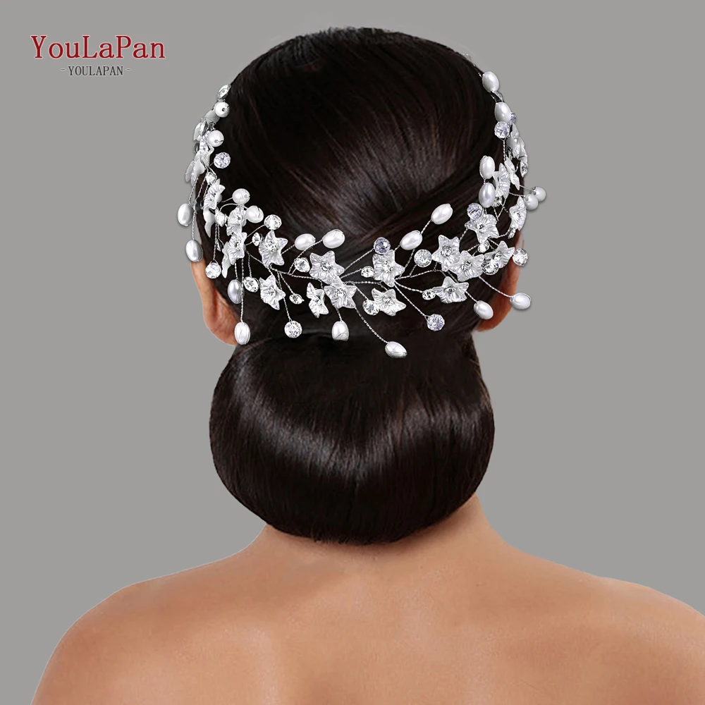 Youlapan noiva flor hairband pérola casamento headwear elegante feminino acessórios para o cabelo da dama de honra bandana ornamento de cabelo hp791