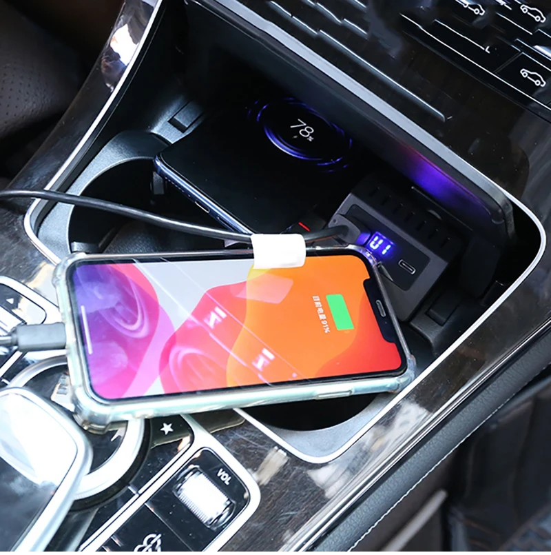 For Mercedes Benz W205 X253 GLC AMG C43 C63 2014-2021 Car wireless charging fast charger phone charger charging pad panel