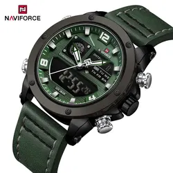 NAVIFORCE Digital Mens Military Watch Waterproof Watch Dual Display Quartz Sports Watch For Men Luminous High Quality Wristwatch