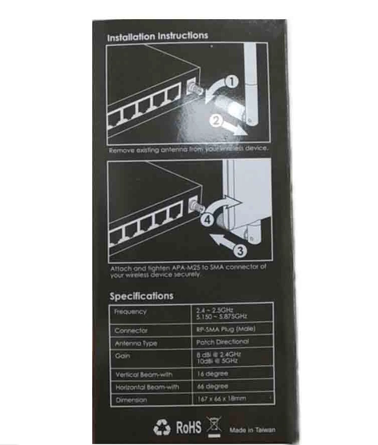 Taiwan Made Alfa Apa-m25 2.4g 5g Dual Band 10dbi Directional Antenna Sma Connector