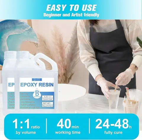 Resina Epóxi com Bombas, Kit de Resina Epóxi Sem Bolhas, Resina Epóxi Cristalina e Endurecedor para Arte DIY, Moldes, Artesanato