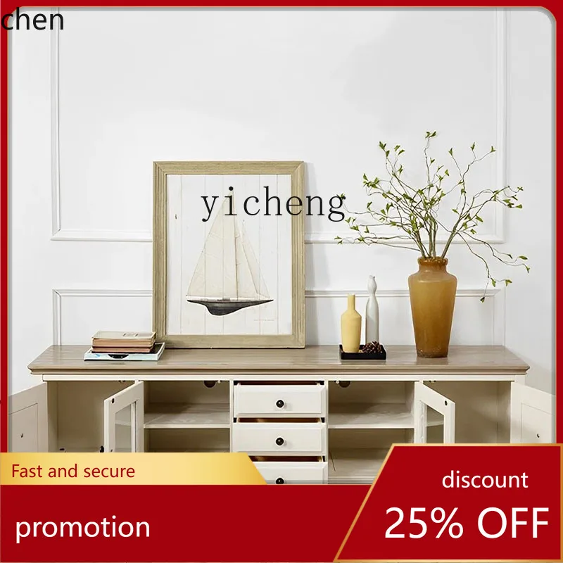 

HTT TV Cabinet for Home Living Room French Style Large Capacity Storage Cabinet Living Room Coffee Table Set