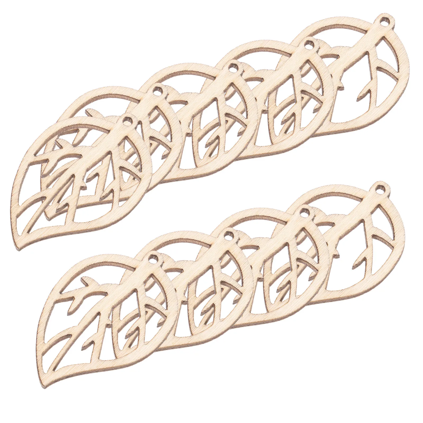 10Pcs Premium Unpainted Wood Leaf Cutouts Flat Stain-Free Craft Slices Ideal for Kids Adults DIY Painting Coloring Carving Gift
