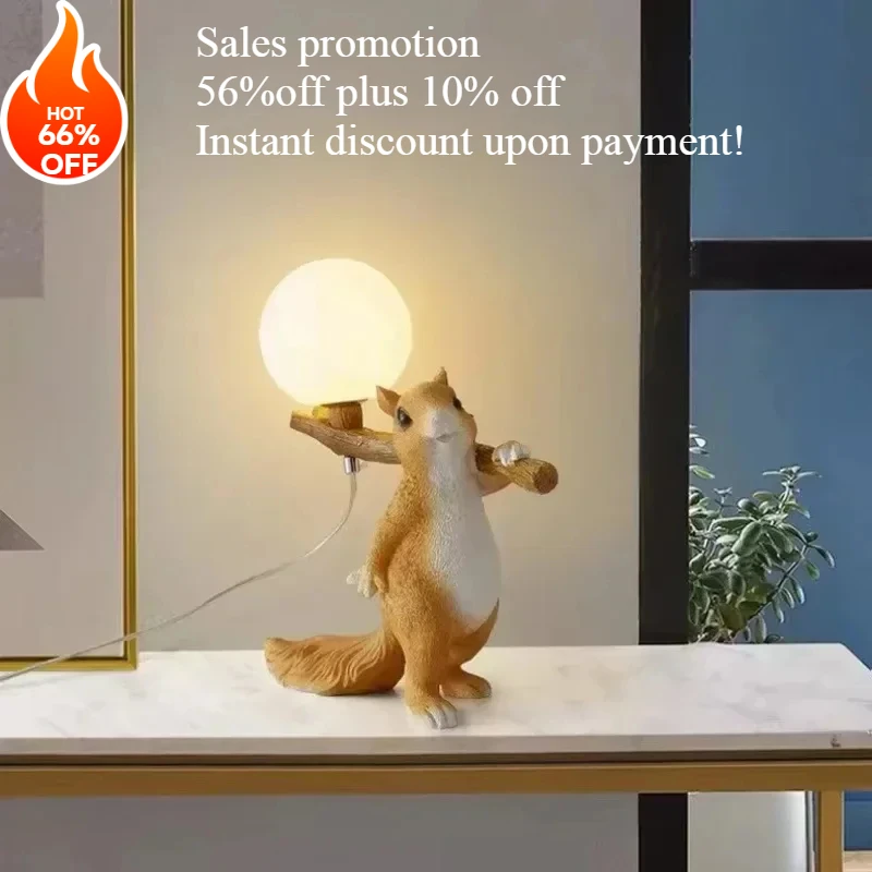 

Bedside Lamp Table Lamp Children Desk Lamps Nordic Modern Creative for Living Room Bedroom Cute Decoration Squirrel Cartoon LED