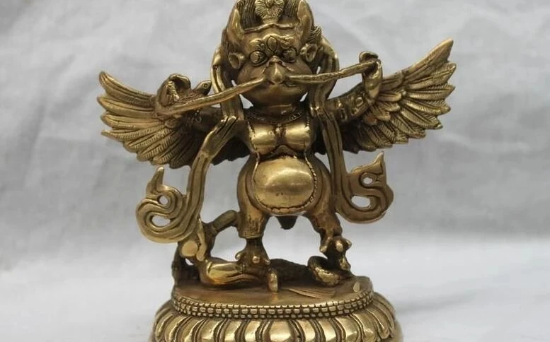 

Tibet Buddha Kuningan Tembaga Garuda Burung Dewa Tutelary Dewa Buddha Patung