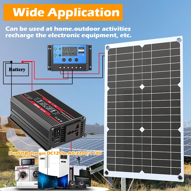 6000W Complete Solar Kit with Pure Sine Wave Inverter 110V/220V & 100A MPPT Controller for Home/RV/Off-Grid Power